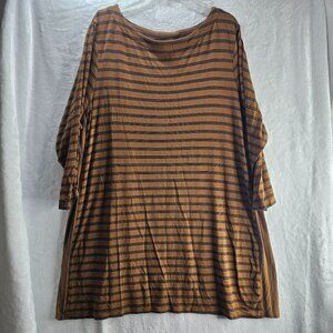 J. Jill Wearever Women Top Brown Stripe 3/4 Sleeve Size XL Tunic Traveler Shirt